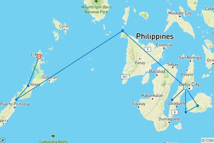 Map of Ultimate Philippines Island Hopping (Without Expedition, 18 Days)