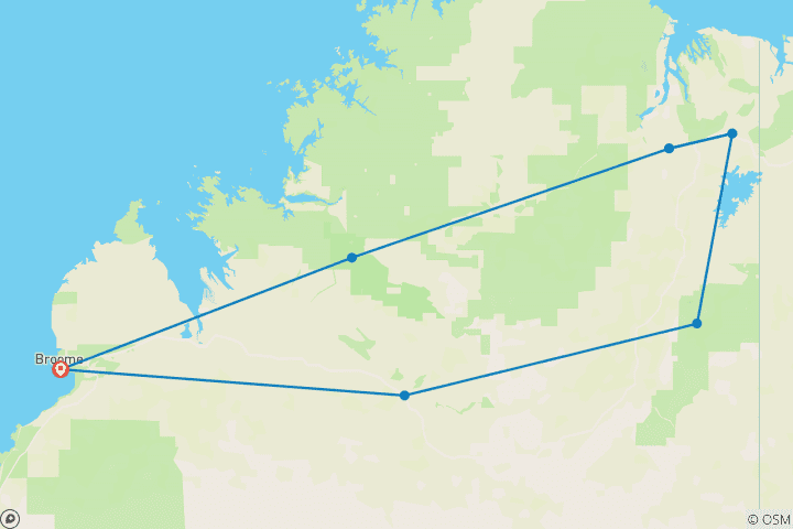 Map of Kimberley Gorges & Gibb River Road (11 Days)