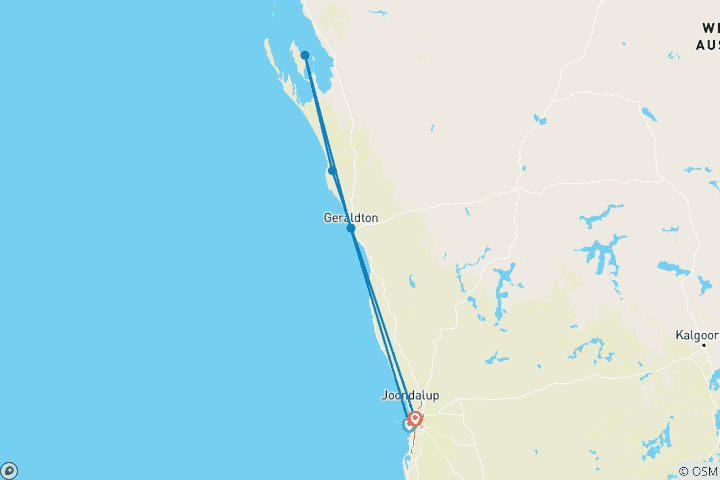 Carte du circuit Dauphins de Monkey Mia et côte ouest (2025/2026)
