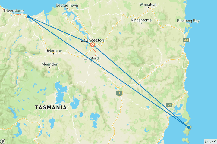 Map of Tasting Tasmania & Flinders Island (7 Days)