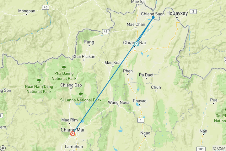 Map of Discovery Thailand- Chiang Rai- Chiang Mai 8 Days 7 Nights