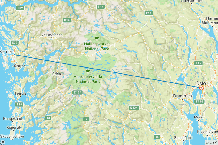 Map of Departure package Havila Voyages