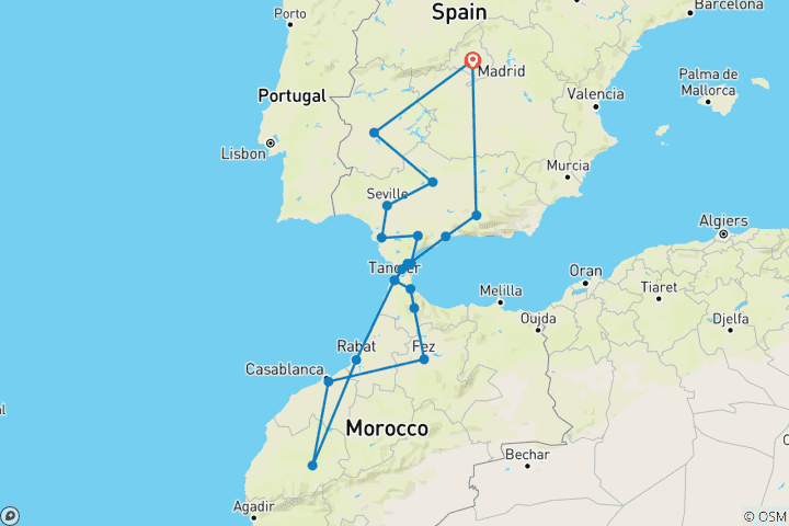 Map of Secrets of Spain & Morocco: Small Group Tour