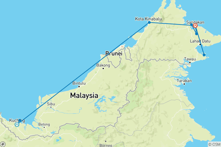 Mapa de Aventura en Borneo (9 días)