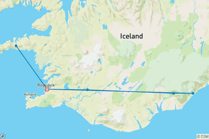 Map of Premium Iceland in Winter (7 destinations)