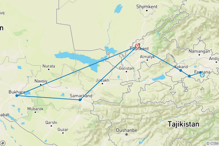 Map of Uzbekistan Eco-Tour