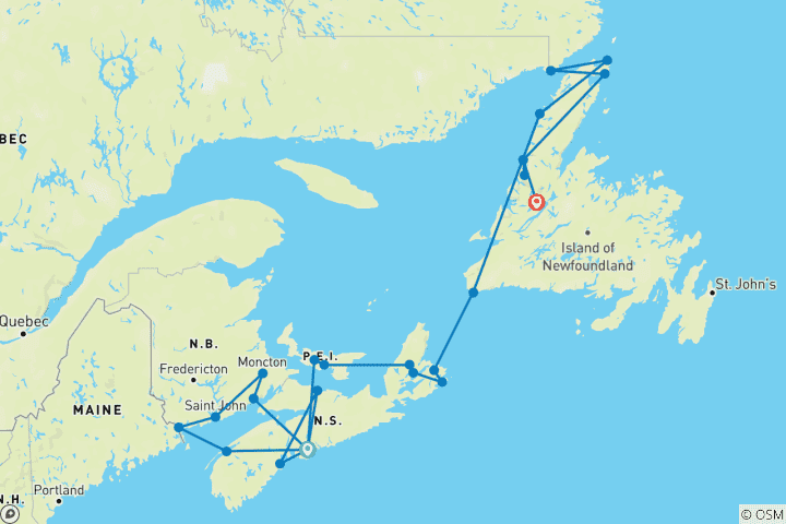 Map of East Canada Uncovered (Small Group) - 18 days