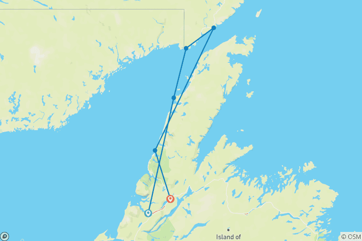 Map of Newfoundland Viking Trail From Corner Brook (Small Group) - 7 days