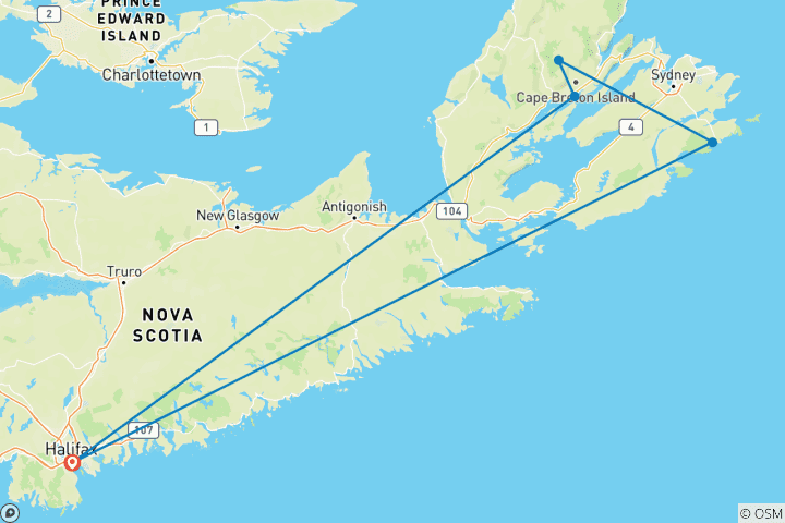 Map of Halifax & Cape Breton Island - 6 days