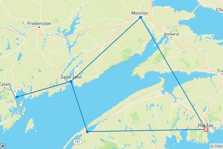 Map of Best of the Bay of Fundy - 7 days