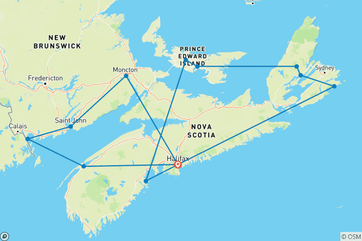 Map of Highlights of The Maritimes (Small Group) - 13 days