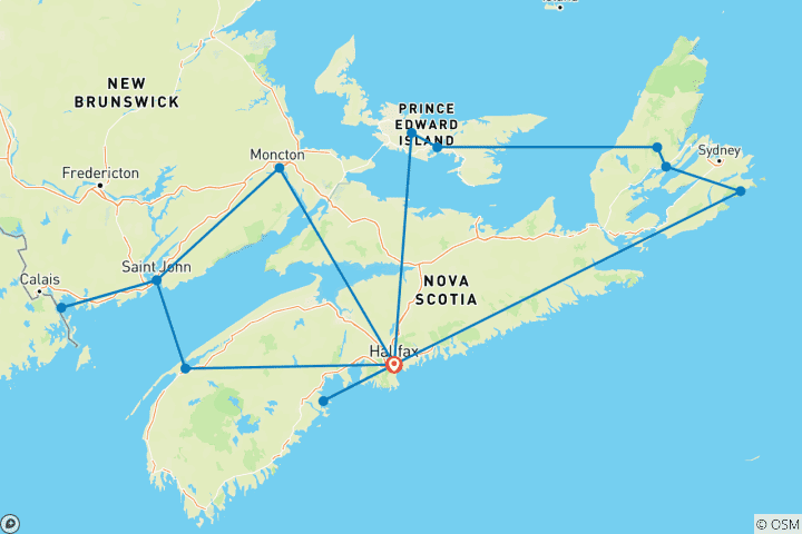 Map of Highlights of The Maritimes (Small Group) - 13 days