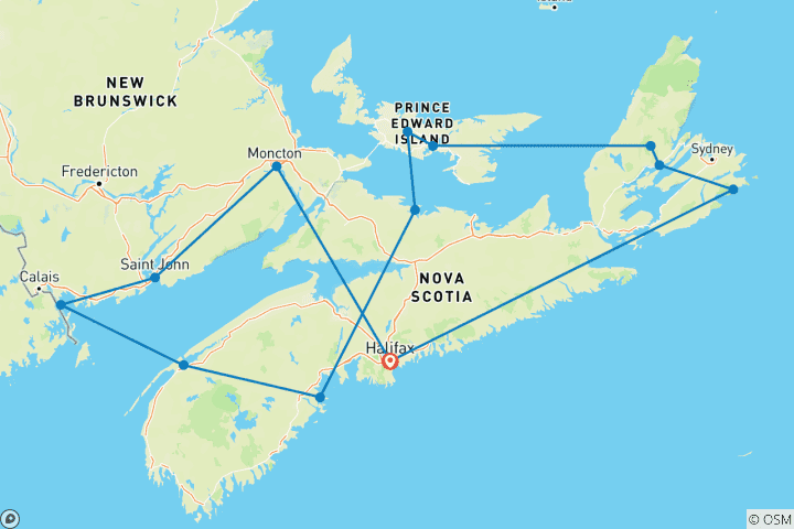 Map of Highlights of The Maritimes - 13 days