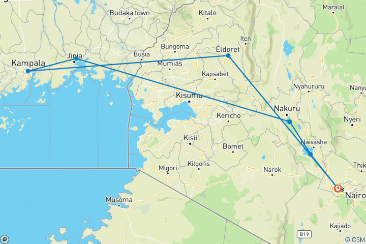 Map of Nairobi to Nairobi 15 Days Overlanding