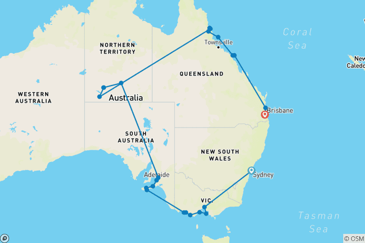 Map of Kangaroo hoppers & East Coast