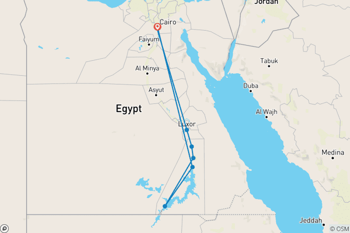 Map of 8 Days Nubian Dream Voyage