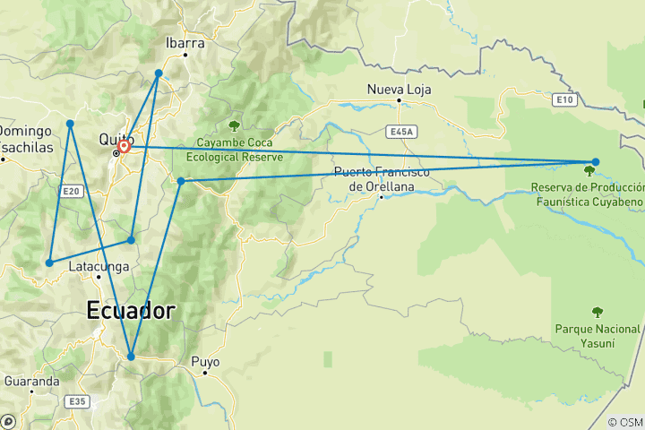 Map of 12 Days Ecuador’s Greatest Hits: A Bucket-List Adventure