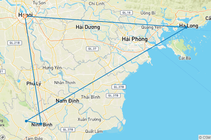 Map of Explore Hanoi 5 Days 4 Nights By Private Tour (Hanoi-Halong-Ninhbinh)