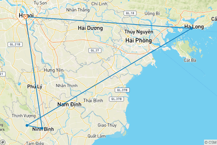 Carte du circuit Explorez Hanoi 5 jours et 4 nuits en circuit privé (Hanoi-Halong-Ninhbinh)