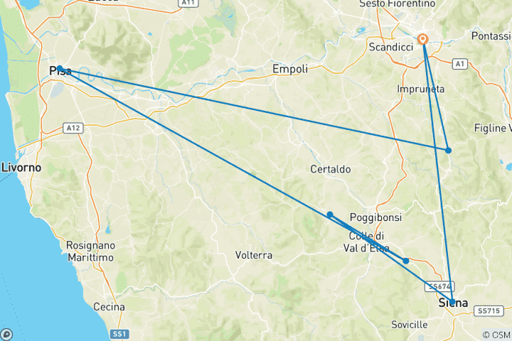 Map of The Best of Tuscany in 4 Days