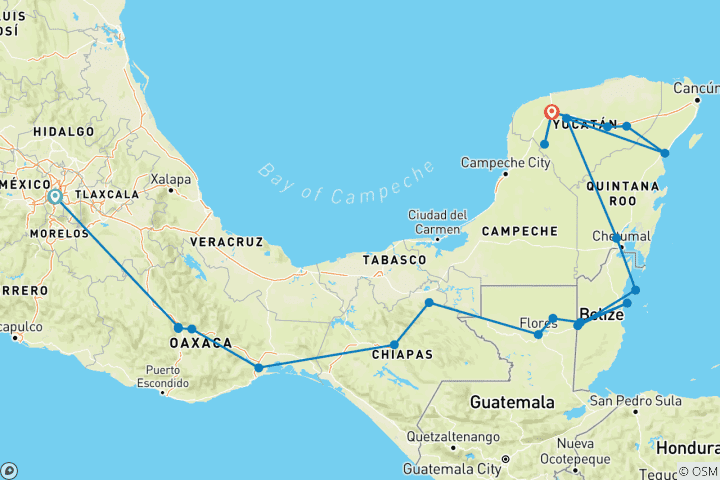 Kaart van Contrasten van Mexico + Uitbreiding schiereiland Yucatan (Nieuw)