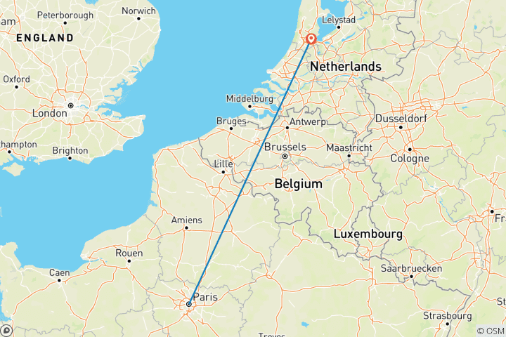 Map of Paris and Amsterdam in a Week