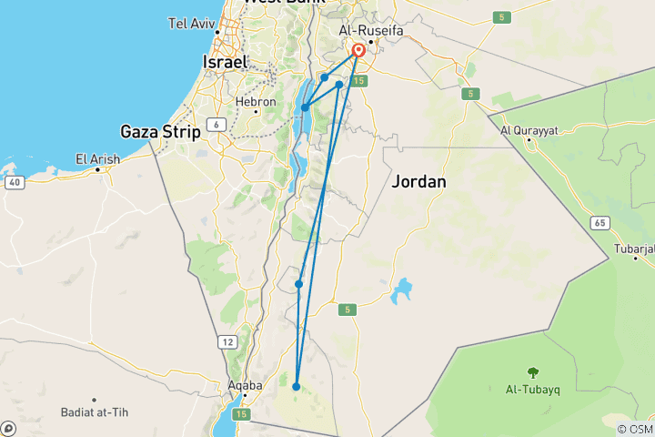 Kaart van Echo's van Petra 4-daags uitje