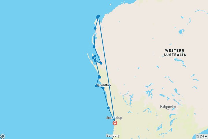 Map of Ningaloo Reef (Exmouth) 7-day Tour