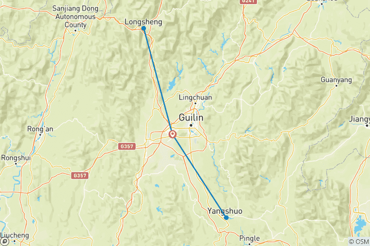 Map of Guilin Highlights: Li River Cruise, Longji Rice Terraces 4D Small Group Tour