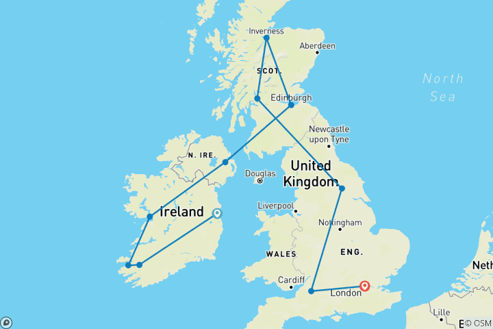 Map of Majestic Britain & Ireland including Edinburgh Military Tattoo