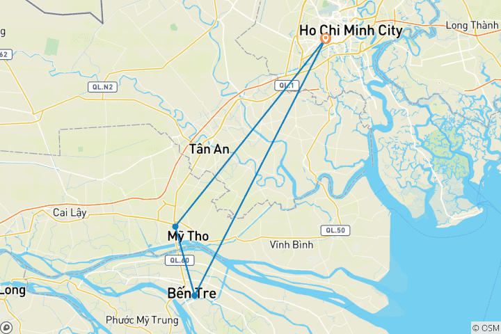 Map of Ho Chi Minh City - Mekong Delta Full Day