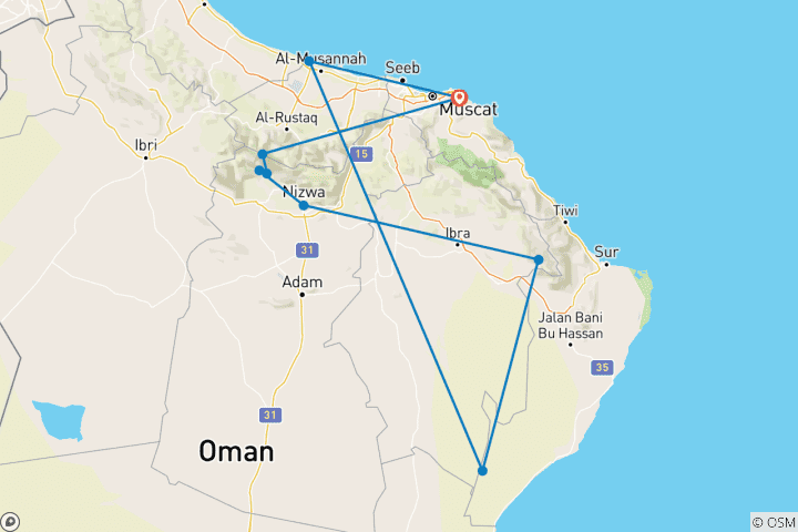 Kaart van Omaanse indrukken