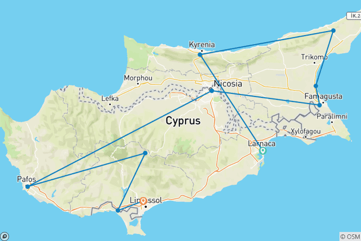 Carte du circuit Chypre - Impressions de toute l'île