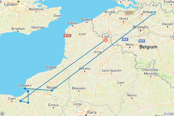 Map of Camembert and Calvados in the Northwest of France