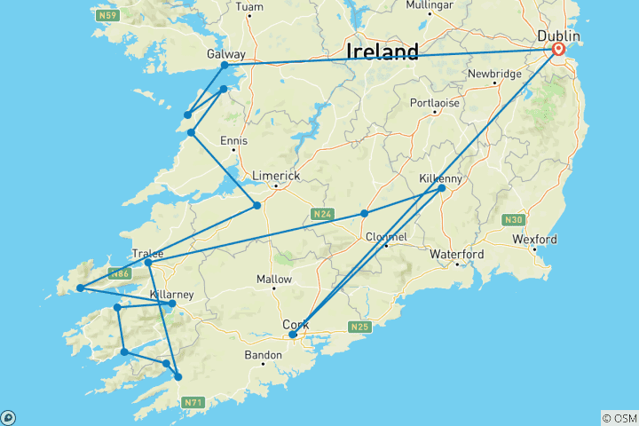 Karte von Irland geruhsam entdecken