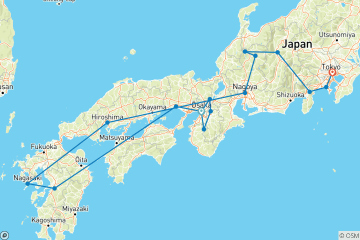 Map of Grand Tour of Japan