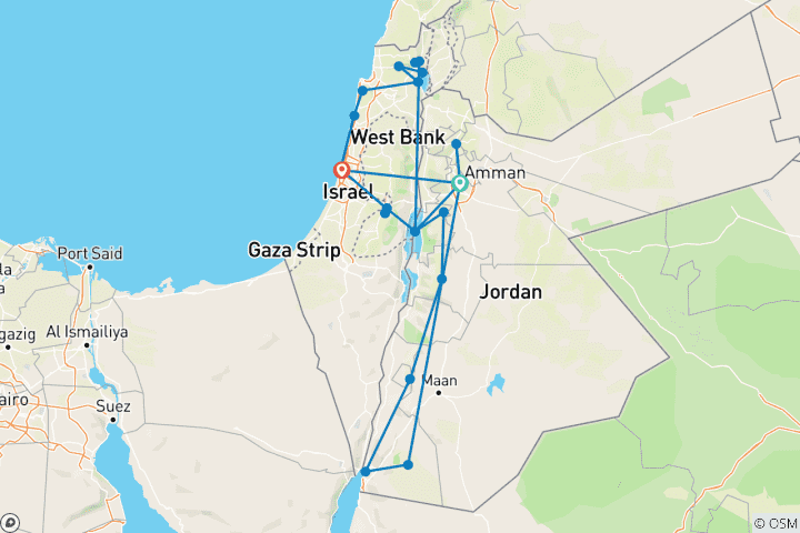 Map of Jordan and Israel Highlights