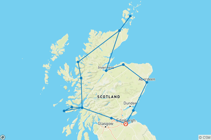 Carte du circuit Écosse ─ Highlands, Hébrides et îles Orcades