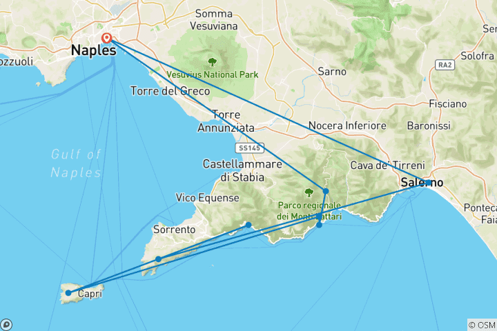 Map of Dream Trails on the Gulf of Naples