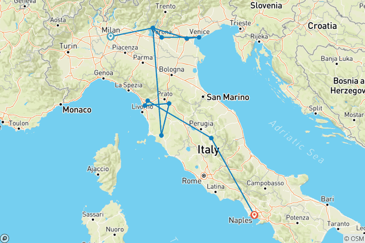 Map of By Rail Through Italy