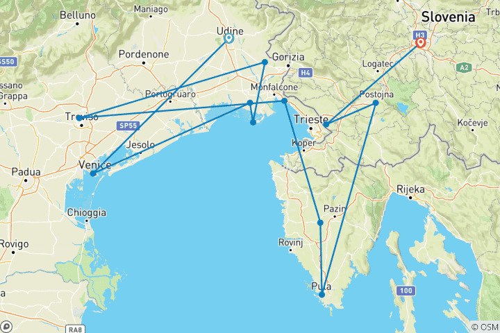 Map of Friuli Venezia Giulia and its Slovenian - Croatian hinterLand