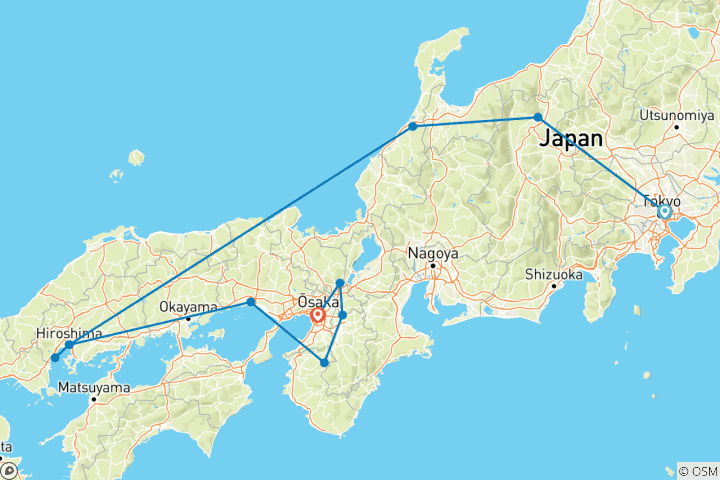 Carte du circuit Le Japon pour les explorateurs