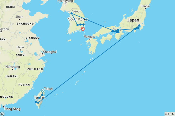 Map of Taiwan, Japan, South Korea - The Diversity of East Asia