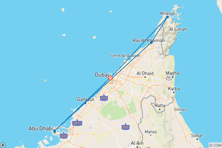 Map of Emirates and Musandam - Metropolises and Picturesque Fjords