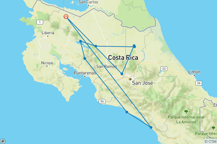 Map of Pura Vida - Costa Rica's Natural Paradise