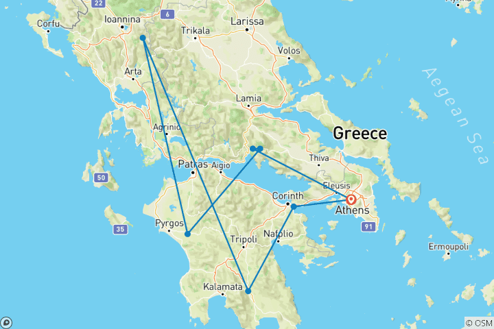 Map of Highlights of Classical Greece