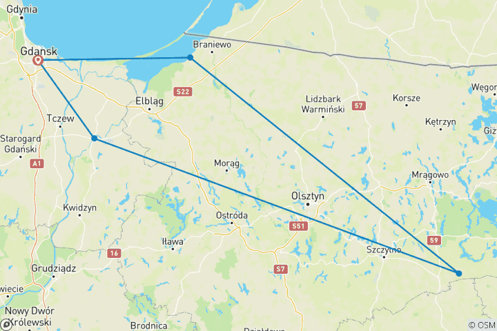 Mapa de Conoce Gdansk y Masuria