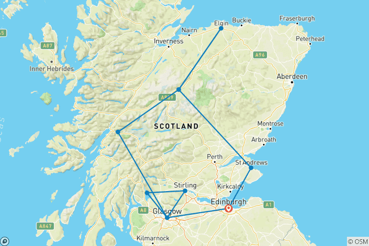 Carte du circuit Écosse ─ sur les traces des Highlanders