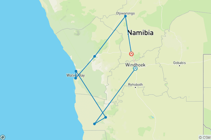 Mapa de Namibia: naturaleza e inmensidad