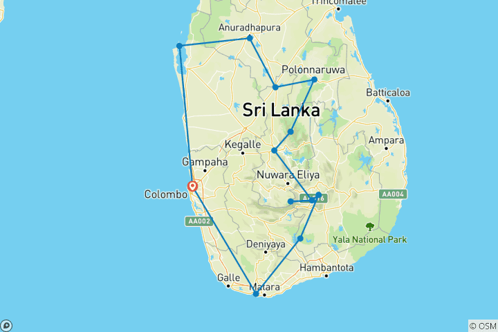 Karte von Sri Lanka aktiv